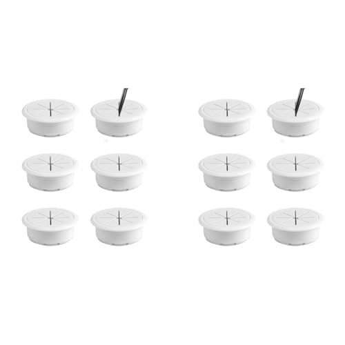 Serplex® 12PCS Desk Cable Grommets 2 Inches Circular Multi Management Organizer Office Decorative for Power Cords White Serplex® 12PCS Desk Cable Grommets 2 Inches Circular Multi Management Organizer Office Decorative for Power Cords White